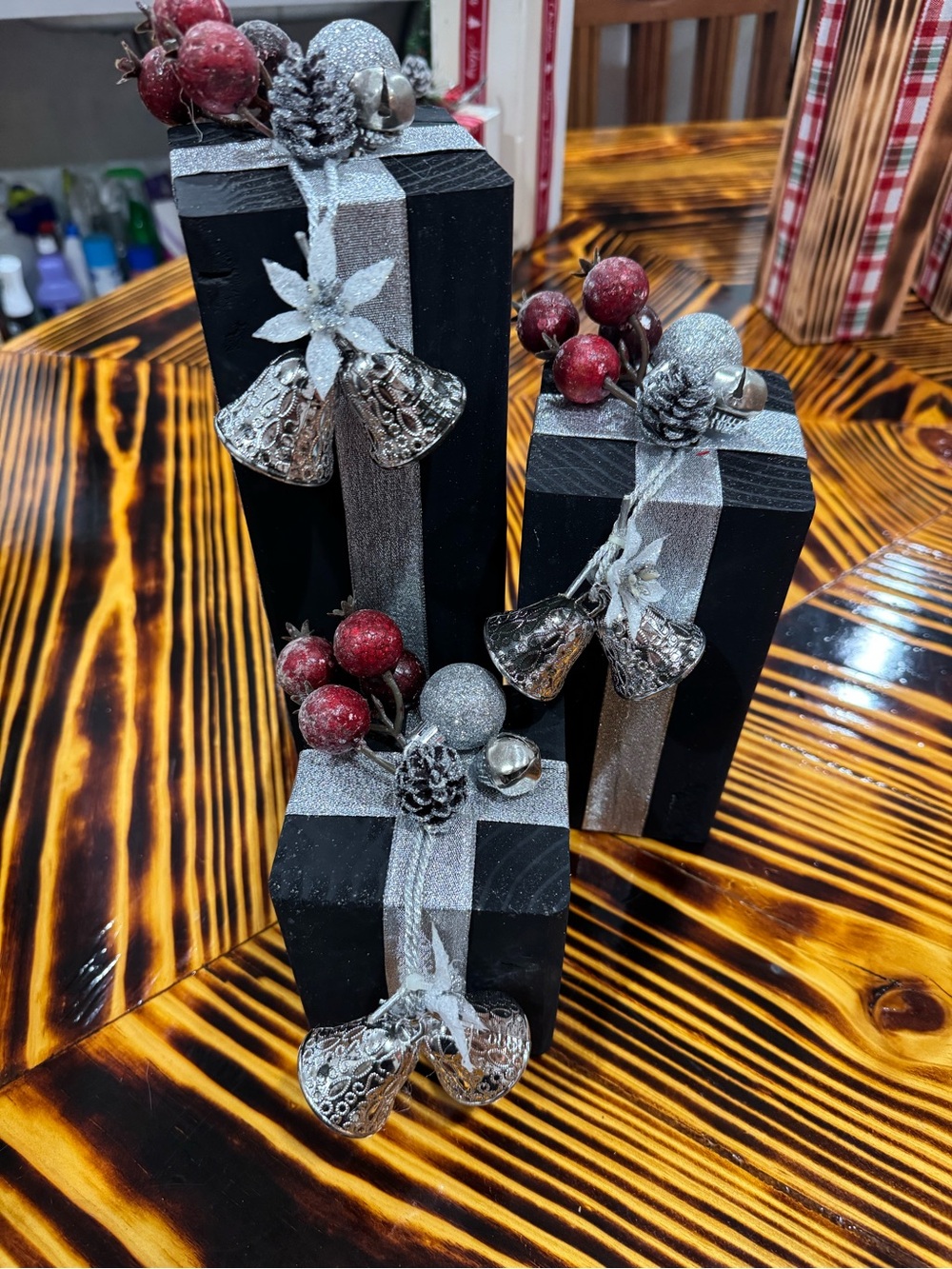 Decorative Black & Silver Holiday Gift Boxes - Home Accents